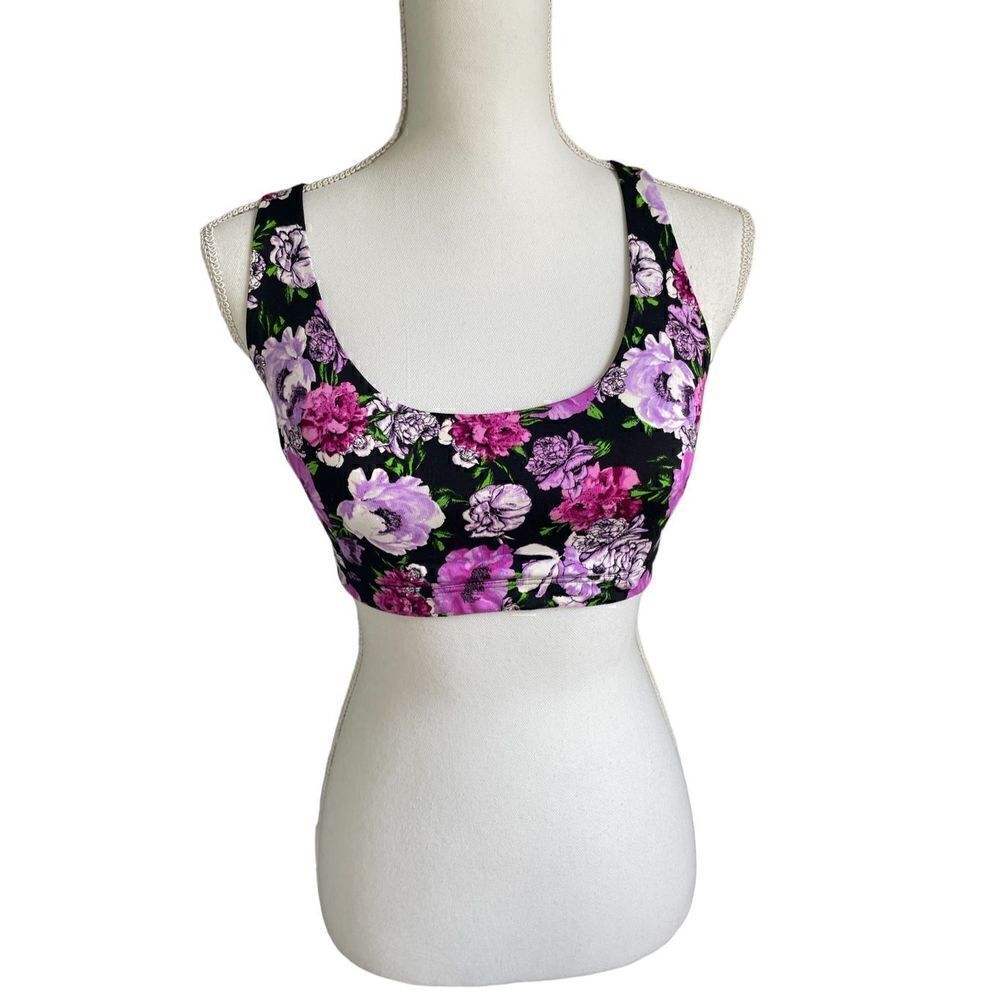 Victoria Secret Pink Strappy Racerback Bra size M Pink/ Multi / Floral Sports